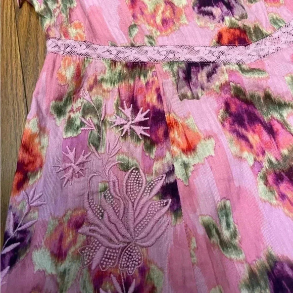 NWT LOVESHACKFANCY Mariata Floral A Line Maxi Dress Wild Pink Rose 8 - Picture 6 of 7